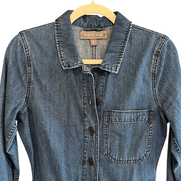 Point Sur J. Crew Denim Full Length Utility Boiler Suit Medium Blue 4 NWOT - Picture 4 of 7